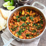 Chickpea and Spinach Curry in a pot