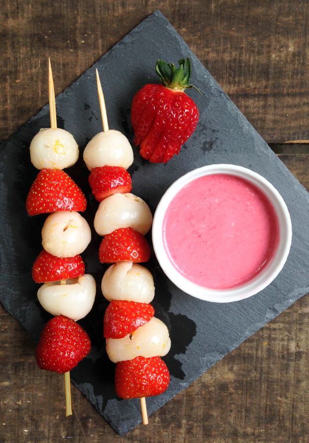 Pink and White Fruit Kebabs