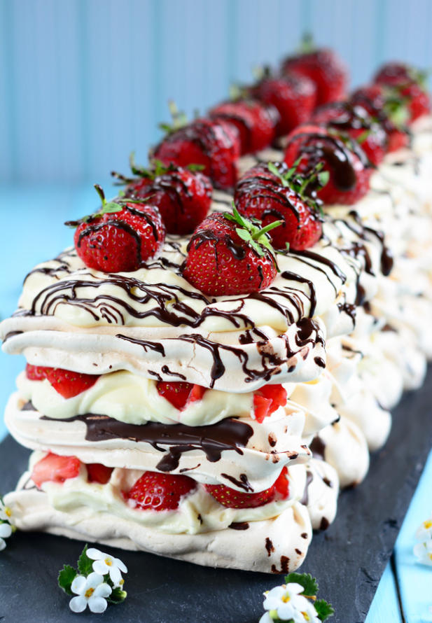 Strawberry Chocolate Meringue Recipe | Golden Pear Food Blog