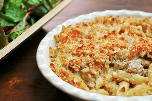 Sausage leek and pasta bake 1