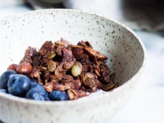 Chocolate granola blueberries