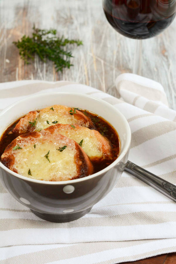 Red French style Onion Soup