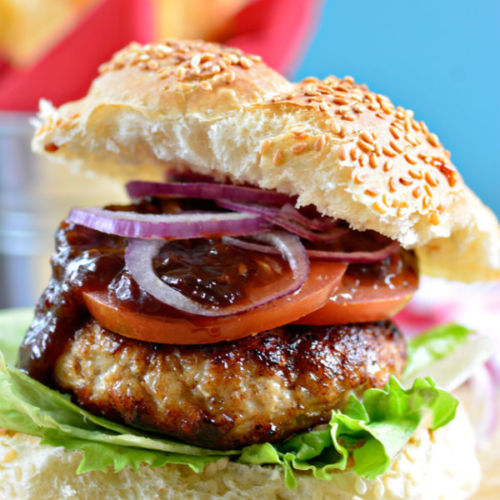 Turkey-burger-and-Monkeygland-Sauce