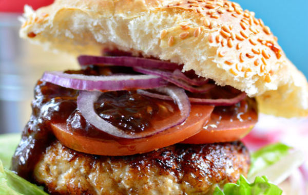 Turkey-burger-and-Monkeygland-Sauce