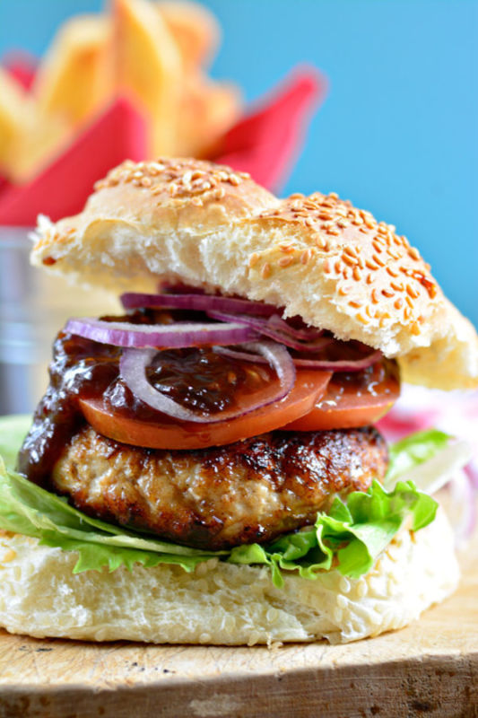 Turkey-burger-and-Monkeygland-Sauce