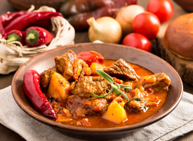 Hungarian goulash from grandma’s cooking pot