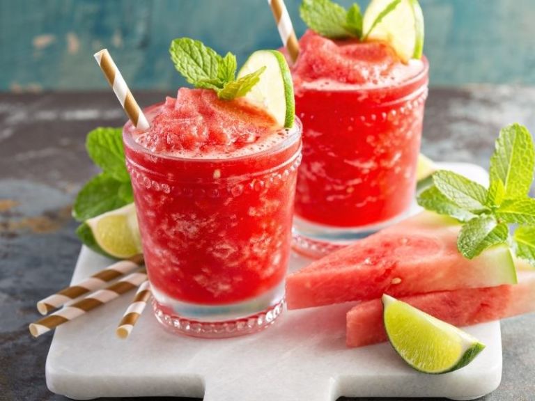 Refreshingly fruity watermelon honey slushy