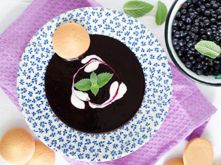 icelandic blueberry soup on plate