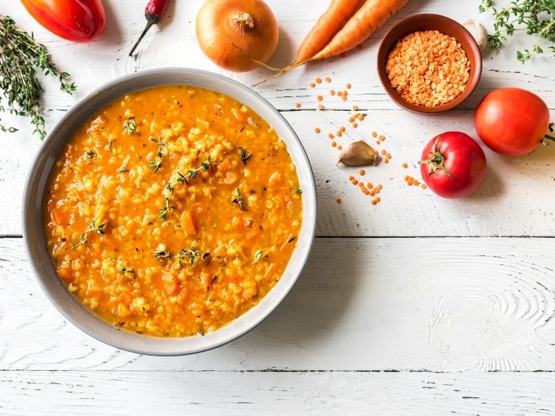 Red Lentil Tomato Soup • Golden Pear Recipes